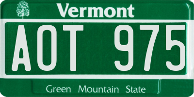 VT license plate AOT975