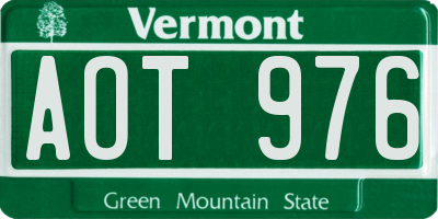 VT license plate AOT976