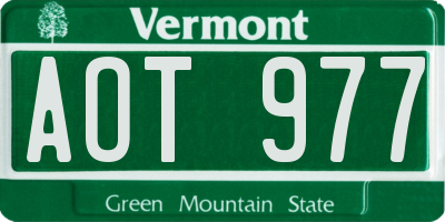 VT license plate AOT977