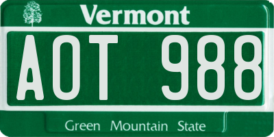 VT license plate AOT988