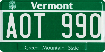 VT license plate AOT990