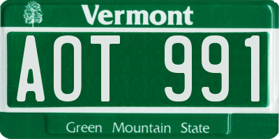 VT license plate AOT991