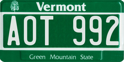 VT license plate AOT992