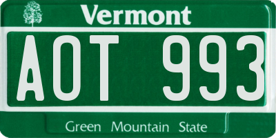 VT license plate AOT993