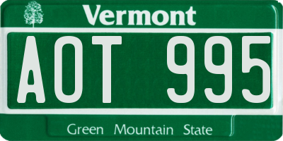 VT license plate AOT995