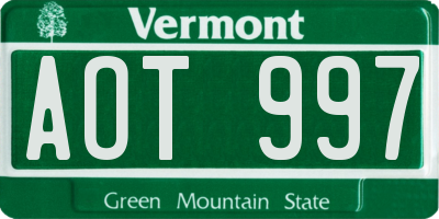 VT license plate AOT997