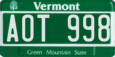 VT license plate AOT998