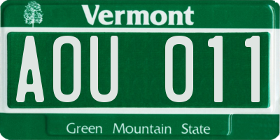 VT license plate AOU011
