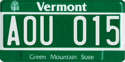 VT license plate AOU015