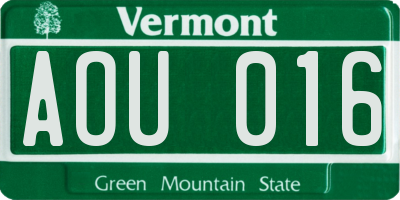 VT license plate AOU016