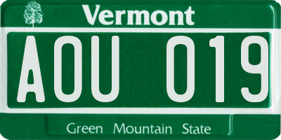 VT license plate AOU019
