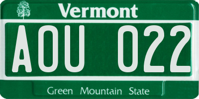 VT license plate AOU022