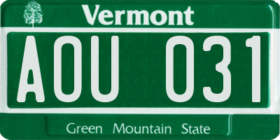 VT license plate AOU031