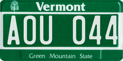 VT license plate AOU044