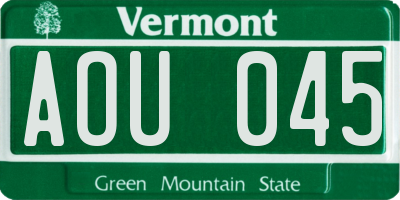VT license plate AOU045