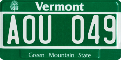 VT license plate AOU049