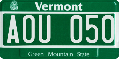 VT license plate AOU050