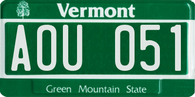 VT license plate AOU051