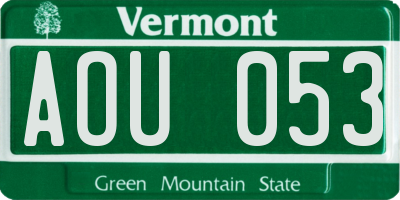 VT license plate AOU053