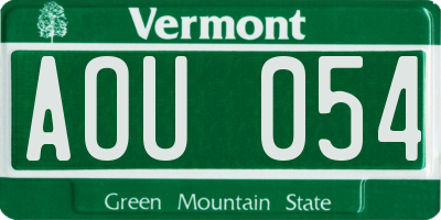 VT license plate AOU054