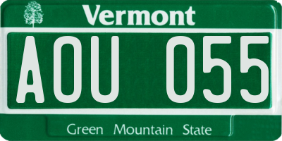 VT license plate AOU055