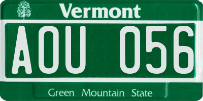 VT license plate AOU056