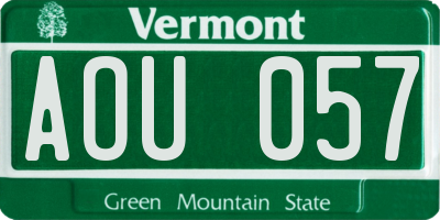 VT license plate AOU057