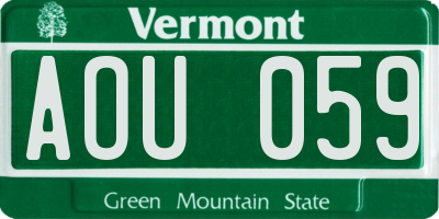 VT license plate AOU059