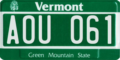 VT license plate AOU061