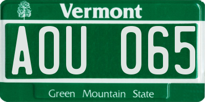 VT license plate AOU065