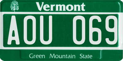 VT license plate AOU069