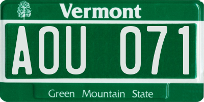 VT license plate AOU071