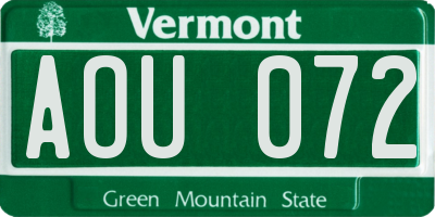 VT license plate AOU072
