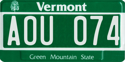 VT license plate AOU074