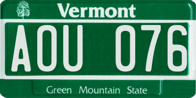 VT license plate AOU076