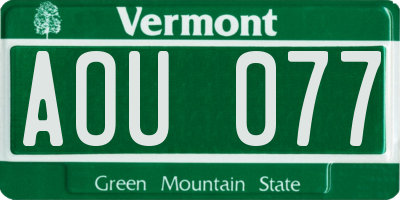 VT license plate AOU077