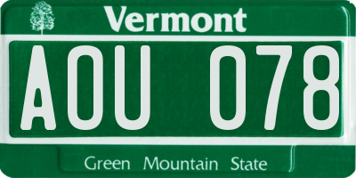 VT license plate AOU078