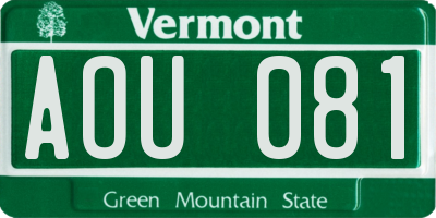 VT license plate AOU081