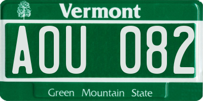 VT license plate AOU082
