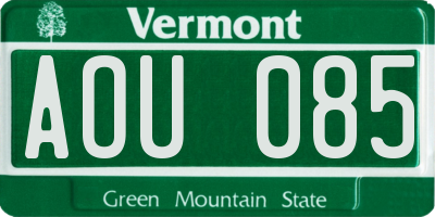 VT license plate AOU085
