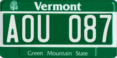 VT license plate AOU087
