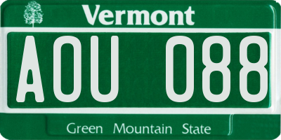 VT license plate AOU088