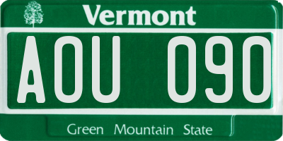 VT license plate AOU090