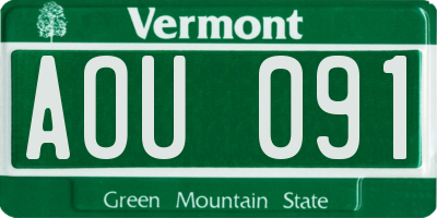 VT license plate AOU091