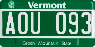 VT license plate AOU093