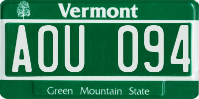 VT license plate AOU094