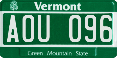 VT license plate AOU096