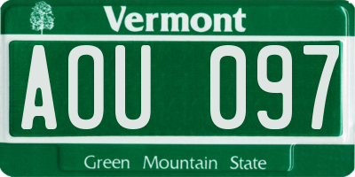 VT license plate AOU097