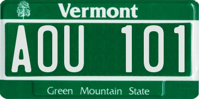VT license plate AOU101