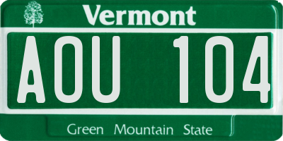 VT license plate AOU104
